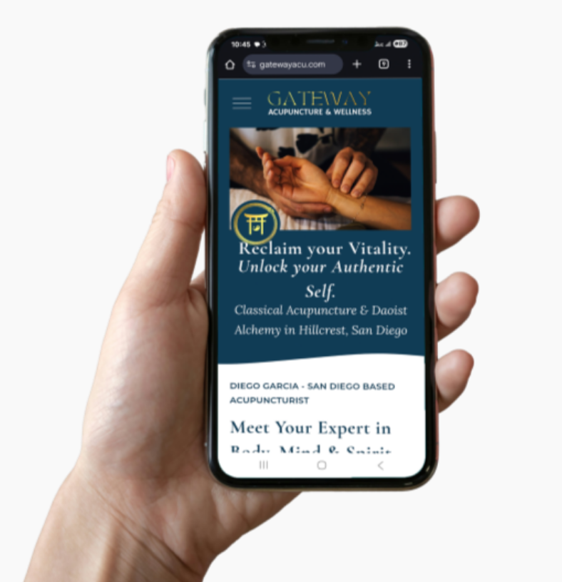The original Gateway Acupuncture homepage on a phone